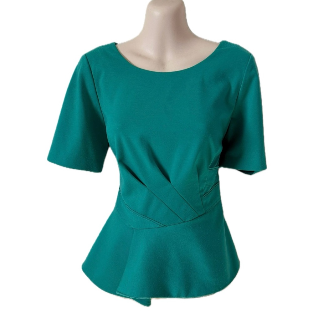 Tahari Teal Peplum Top